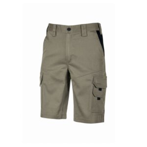 upower bonito pantalones cortos de trabajo de algodon elastizado talla 2xl frescos y comodos, bolsillos multifuncionales, cinturilla elastica, triple costura, proteccion dpi1 color arena