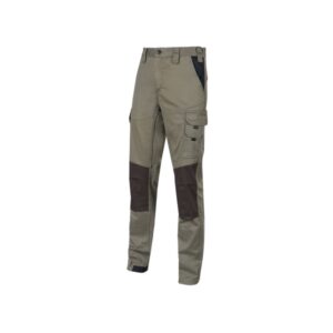 upower majo pantalon de trabajo talla m algodon elastico, diseño slim fit, multiples bolsillos, proteccion lumbar, detalles reforzados, cinta reflectante, correa porta martillo color arena