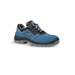 upower boss l calzado de seguridad bajos talla 42 empeine gamuza perforado, puntal y lamina de acero, suela antideslizante pu/pu, proteccion s1p fo sr color azul