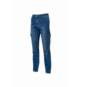 upower tommi vaqueros cargo de trabajo talla 33 tejido elastico, bolsillos laterales con botones, proteccion dpi1, ajuste regular color azul indigo