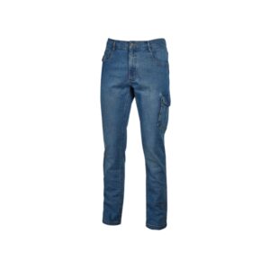 upower jam pantalon vaquero elastico talla 2xl ajuste slim fit, 5 bolsillos, bolsillo lateral y de medidor, ribete para martillo, proteccion dpi1 color azul indigo