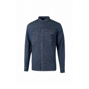 upower maple camisa de trabajo de alta calidad talla 3xl tela reciclada, bolsillos con solapas, cierre a presion, orificio porta plumas, cuello bordado, puños ajustables, proteccion dpi1 color azul marino