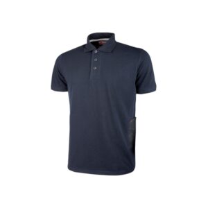 upower gap polo de manga corta en algodon pique talla m corte ajustado, cuello cerrado, bolsillo practico, detalles reflectantes, proteccion dpi1 color azul marino