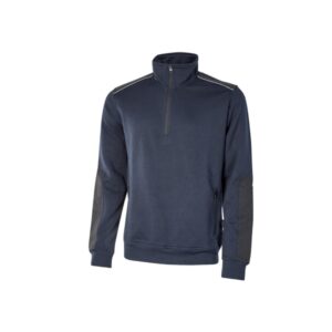 upower cushy sudadera cepillada con media cremallera talla m cuello alto, bolsillos laterales, refuerzos antidesgaste, insertos reflectantes, proteccion dpi1 color azul marino
