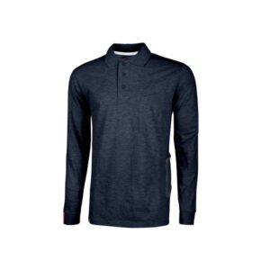 upower live polo de manga larga talla s algodon pique, corte ajustado, cuello acanalado, bolsillo con tachuela, cinta reflectante, proteccion dpi1 color azul marino