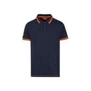 upower way polo hombre manga corta talla l algodon stretch, ajuste slim fit, ribetes en contraste, cierre tres botones, aberturas laterales, proteccion dpi1 color azul marino