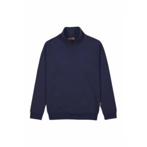 upower tautra sudadera de trabajo confortable y duradera talla 4xl polialgodon perchado, media cremallera, cuello ajustable, puños canale elastico, proteccion dpi1 color azul marino