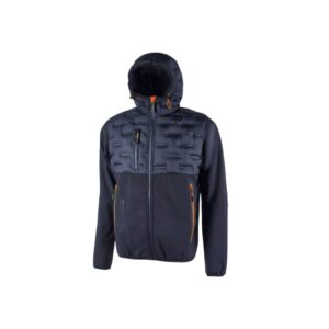 upower spock chaqueta hibrida transpirable y antiviento talla 4xl cremallera impermeable, capucha ajustable, acolchado sin costuras, bolsillos con cierres fluorescentes, proteccion dpi1 color azul marino