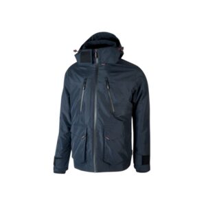upower forex parka impermeable y transpirable talla 4xl capucha ajustable y desmontable, interior termico con mangas removibles, multiples bolsillos, proteccion dpi1 color azul marino