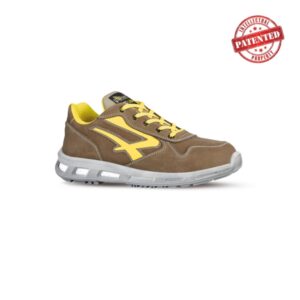 upower brave s esd calzado de seguridad bajos talla 35 cuero nubuck resistente, puntera de aluminio, hidrofugos, antiarrugas, antideslizantes, suela de poliuretano, proteccion s3s ci fo sr color beige y amarillo