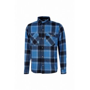 upower cedar camisa de trabajo termica talla 2xl franela a cuadros, bolsillos con botones perlados, revestimiento interno, proteccion dpi1, cuello con orificio porta pluma color azul oscuro westlake