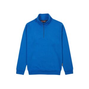 upower maui sudadera con media cremallera talla s french terry algodon y poliester, transpirable y duradera, puños y dobladillo elasticos, mangas ranglan, costuras pespunteadas color azul regio