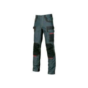 upower platinum buttom pantalon de trabajo elastico con inserciones de cordura talla 48 multiples bolsillos, refuerzos anti abrasion, detalles reflectantes, proteccion dpi1 color azul vaquero
