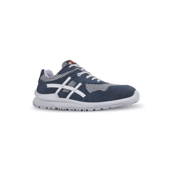 upower alain s calzado de seguridad bajos talla 44 empeine de gamuza, mesh ultra transpirable, puntal de aluminio, antideslizante, suela pu/putr, proteccion s1ps fo sr color azul/gris