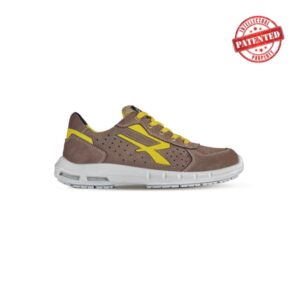 upower dorado plus s esd calzado de seguridad bajos talla 45 gamuza perforada, puntera de aluminio, antideslizantes, antiarrugas, suela pu/pu high rebound, proteccion s1ps fo sr color beige/amarillo