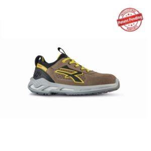 upower curry s esd calzado de seguridad bajos talla 41 piel afelpada perforada, puntera de aluminio, suela antideslizante, proteccion s1ps fo sr color beige/amarillo