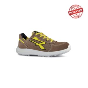 upower dorado s esd calzado de seguridad bajos talla 47 gamuza perforada, puntera de aluminio, antideslizante, antiarrugas, amortiguacion superior, proteccion s1ps fo sr color beige/amarillo