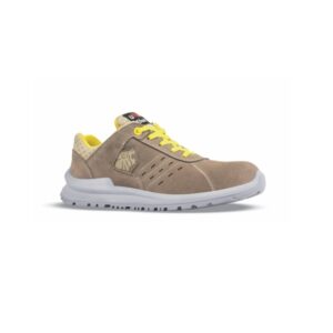 upower tommy s calzado de seguridad bajos talla 42 empeine de gamuza transpirable, puntal de aluminio, anti pinchazos, antideslizante, suela pu/putr, proteccion s1ps fo sr color beige/amarillo