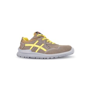 upower michael s calzado de seguridad bajos talla 45 empeine de gamuza con ventilacion, puntal de aluminio, anti pinchazos, suela antideslizante, proteccion s1ps fo sr color beige/amarillo