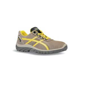 upower air calzado de seguridad bajos talla 40 piel afelpada perforada, puntal golia 0 joule, antiestaticos, resistentes a hidrocarburos, suela antideslizante, proteccion 01 fo sr color beige/amarillo