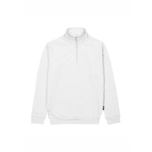 upower tautra sudadera de trabajo confortable y duradera talla m polialgodon perchado, media cremallera, cuello ajustable, puños canale elastico, proteccion dpi1 color blanco