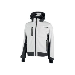 upower space chaqueta softshell impermeable talla 4xl transpirable, a prueba de viento, forro micropolar, capucha desmontable, bolsillos avanzados, proteccion dpi1 color blanco