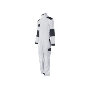 upower pola mono de trabajo talla 5xl algodon stretch, multiples bolsillos, ajuste elastico, rodillas preformadas, refuerzos antidesgaste, triple costura, lavable color blanco