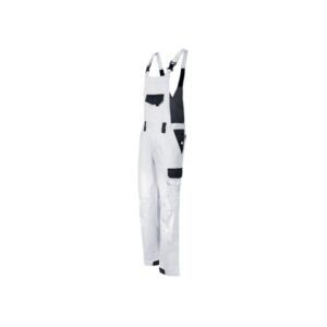 upower kalamata peto de trabajo resistente talla 2xl algodon stretch, multiples bolsillos, tirantes ajustables, rodillas preformadas, refuerzos antidesgaste, facil de lavar color blanco