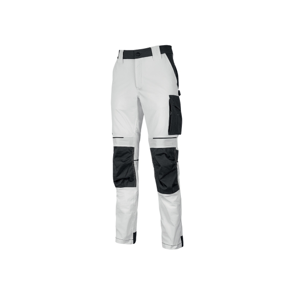 upower atom pantalon de trabajo talla 3xl repelente al agua, transpirable, secado rapido, bolsillos multifuncionales, protector de rodilla certificado ppe cat.1 color blanco