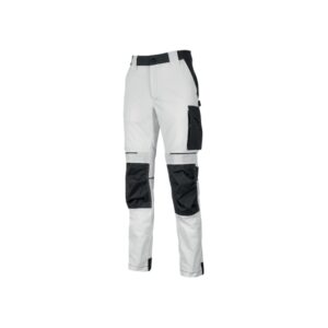 upower atom pantalon de trabajo u 4 stretch talla 4xl comodidad y resistencia, repelente al agua, transpirable, secado rapido, proteccion lumbar, rodilleras certificadas ppe cat.1 color blanco