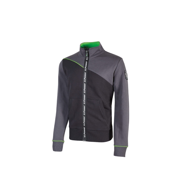 upower uranus sudadera sin capucha con cremallera central talla 3xl a prueba de agua, puños y fondo acanalado elasticos, insertos en piping fluo, proteccion dpi1 color gris asfalto