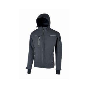 upower space chaqueta softshell talla 3xl membrana u tex, impermeable y transpirable, forro micropolar, capucha desmontable, bolsillos avanzados, proteccion dpi1 color gris asfalto