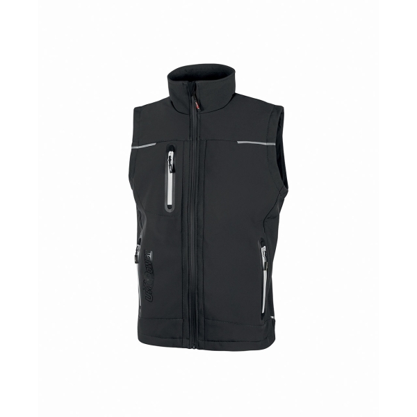 upower universe chaleco softshell impermeable talla xl transpirable, resistente al viento, forro micropolar, bolsillo free sound, detalles reflectantes, proteccion dpi1 color gris asfalto