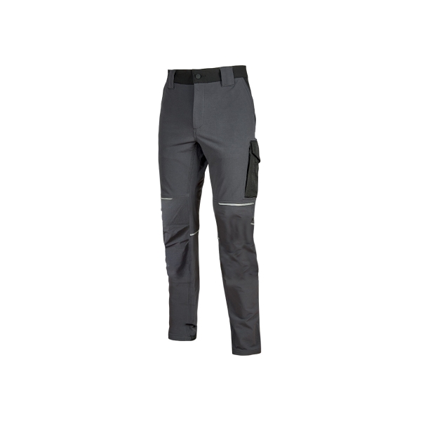 upower world pantalon stretch u 4 talla xs resistente y transpirable, secado rapido, multiples bolsillos funcionales, ajuste retractil, detalles reflectantes, costuras triples, proteccion dpi1 color gris asfalto