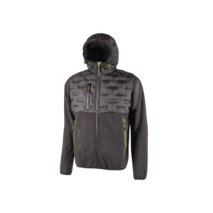 upower spock chaqueta hibrida transpirable y antiviento talla 3xl cierre cremallera impermeable, capucha ajustable, acolchado sin costuras, bolsillos fluorescentes, proteccion dpi1 color gris asfalto