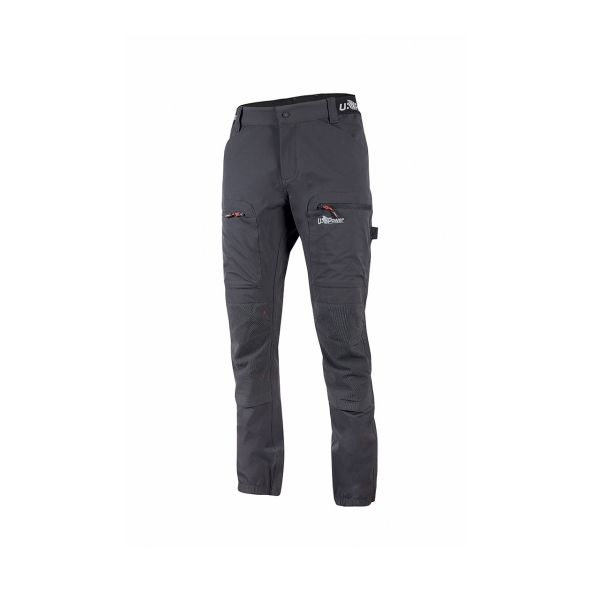 upower horizon pantalones de trabajo elasticos talla m impermeables, transpirables, secado rapido, multibolsillo, proteccion lumbar, cinta reflectante, proteccion dpi1 color gris asfalto