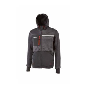 upower galaxy sudadera de trabajo con cremallera talla s material suave y transpirable, secado rapido, multiples bolsillos, capucha ajustable, detalles reflectantes, proteccion dpi1 color gris asfalto