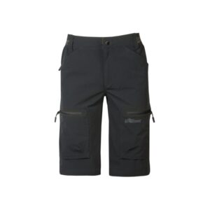 upower ares bermudas de trabajo con corte jogging talla xs multibolsillos con cremallera y velcro, proteccion lumbar, cinta reflectante, impermeables color gris asfalto