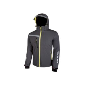 upower quick chaqueta soft shell talla 2xl tejido elastico cortavientos y repelente al agua, bolsillo pecho con cierre impermeable, capucha ajustable, detalles reflectantes, proteccion dpi1 color gris asfalto
