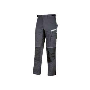 upower flash pantalones de trabajo confortables talla 46 duraderos, funcionales, bolsillos multifuncionales, soportes para herramientas, rodilleras confort, reflectantes, proteccion dpi1 color gris asfalto
