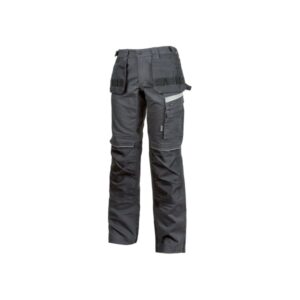 upower gordon pantalones funcionales con bolsillos flotantes talla 52 porta herramientas, cintura ajustable, insertos reflectantes, costuras triples, proteccion dpi1 color gris asfalto
