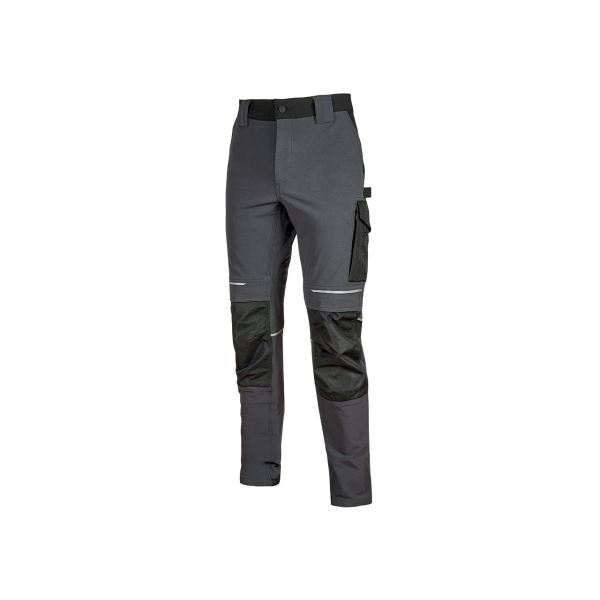 upower atom pantalon stretch resistente talla s repelente al agua, transpirable, secado rapido, bolsillos multifuncionales, proteccion rodillas certificada, costuras reforzadas color gris asfalto