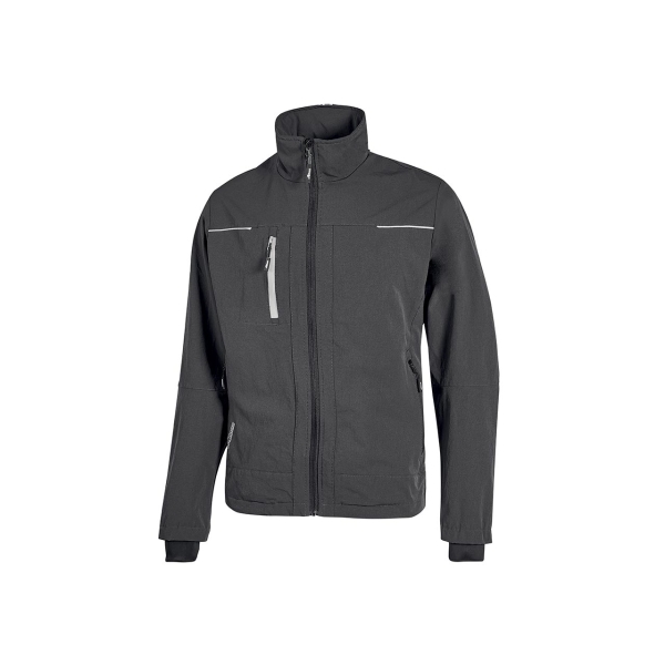 upower pluton chaqueta de tela resistente talla 6xl suave para la piel, repelente al agua, transpirable, secado rapido, capuchon retractil, proteccion dpi1 color gris asfalto