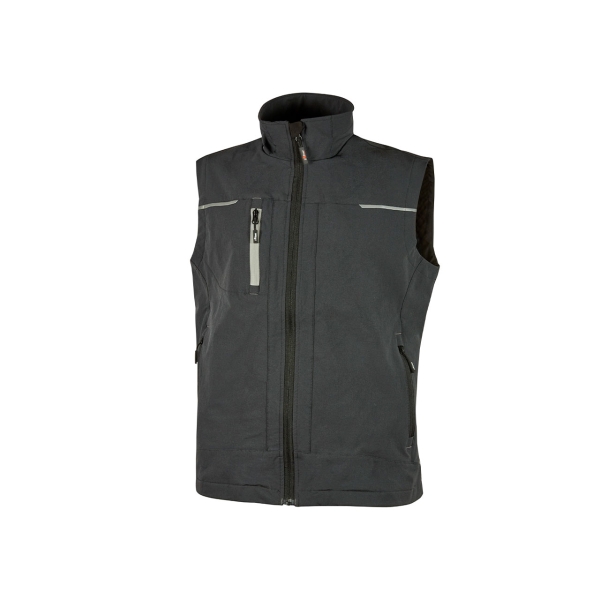 upower saturn chaleco resistente y suave talla xl repelente al agua, transpirable, bolsillos practicos, detalles reflectantes, proteccion dpi1 color gris asfalto
