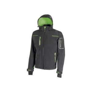 upower space chaqueta softshell talla 3xl membrana u tex, impermeable y transpirable, forro micropolar, capucha desmontable, bolsillos avanzados, proteccion dpi1 color gris asfalto verdoso