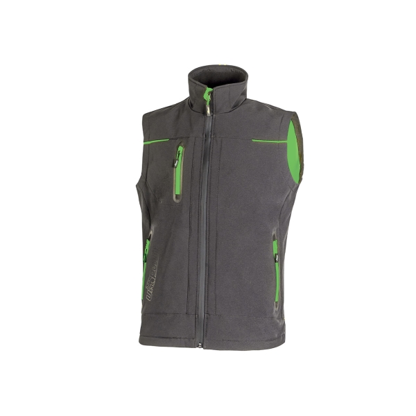 upower universe chaleco softshell impermeable talla 5xl transpirable y resistente al viento, forro micropolar, cremallera impermeable, bolsillo free sound, detalles reflectantes, proteccion dpi1 color gris asfalto verdoso