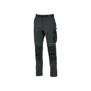 upower atom pantalon de tejido elastico talla 2xl resistente al agua, transpirable, secado rapido, bolsillos multifuncionales, proteccion lumbar, rodilleras certificadas ppe cat.1 color gris asfalto verdoso