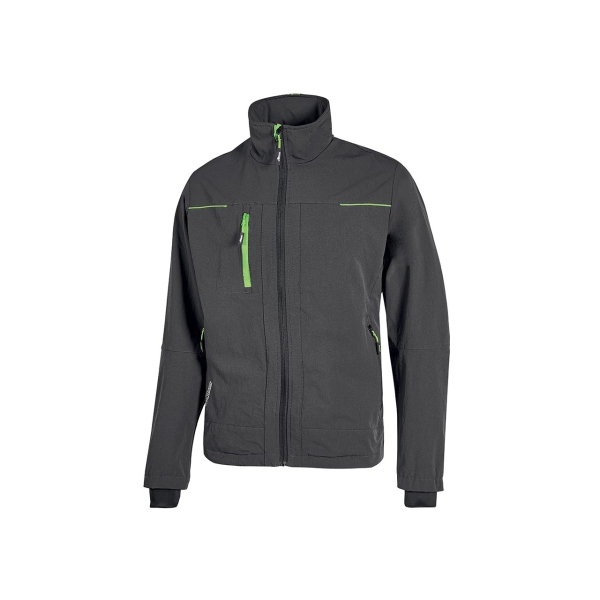 upower pluton chaqueta de tela resistente talla 4xl suave, repelente al agua, transpirable, secado rapido, multiples bolsillos, capuchon retractil, puños a prueba de viento, proteccion dpi1 color gris asfalto verdoso