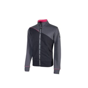 upower uranus lady sudadera de trabajo para mujer talla s cremallera impermeable, ribetes fluorescentes, sin capucha, algodon y poliester, proteccion dpi1 color gris fucsia