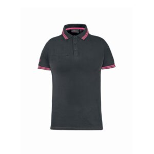 upower way lady polo mujer manga corta talla s algodon stretch, ajuste slim fit, transpirable, ribetes en contraste, cierre de tres botones, aberturas laterales, proteccion dpi1 color gris fucsia
